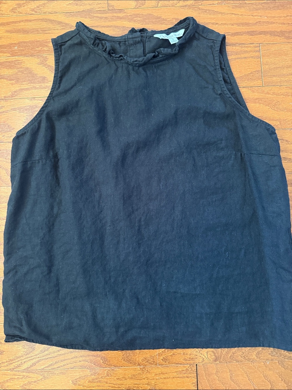 Ophelia Roe black linen button back tank